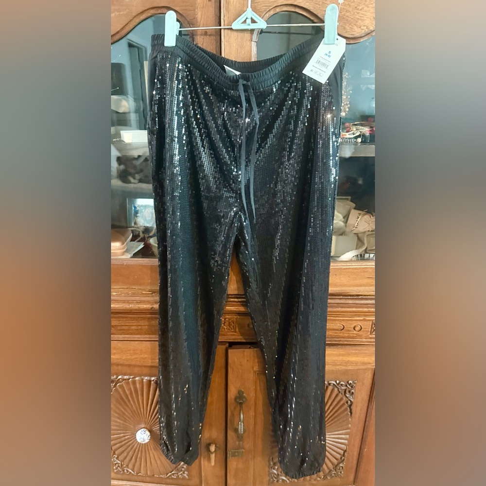 NWT Black Sequin Jogger Pants